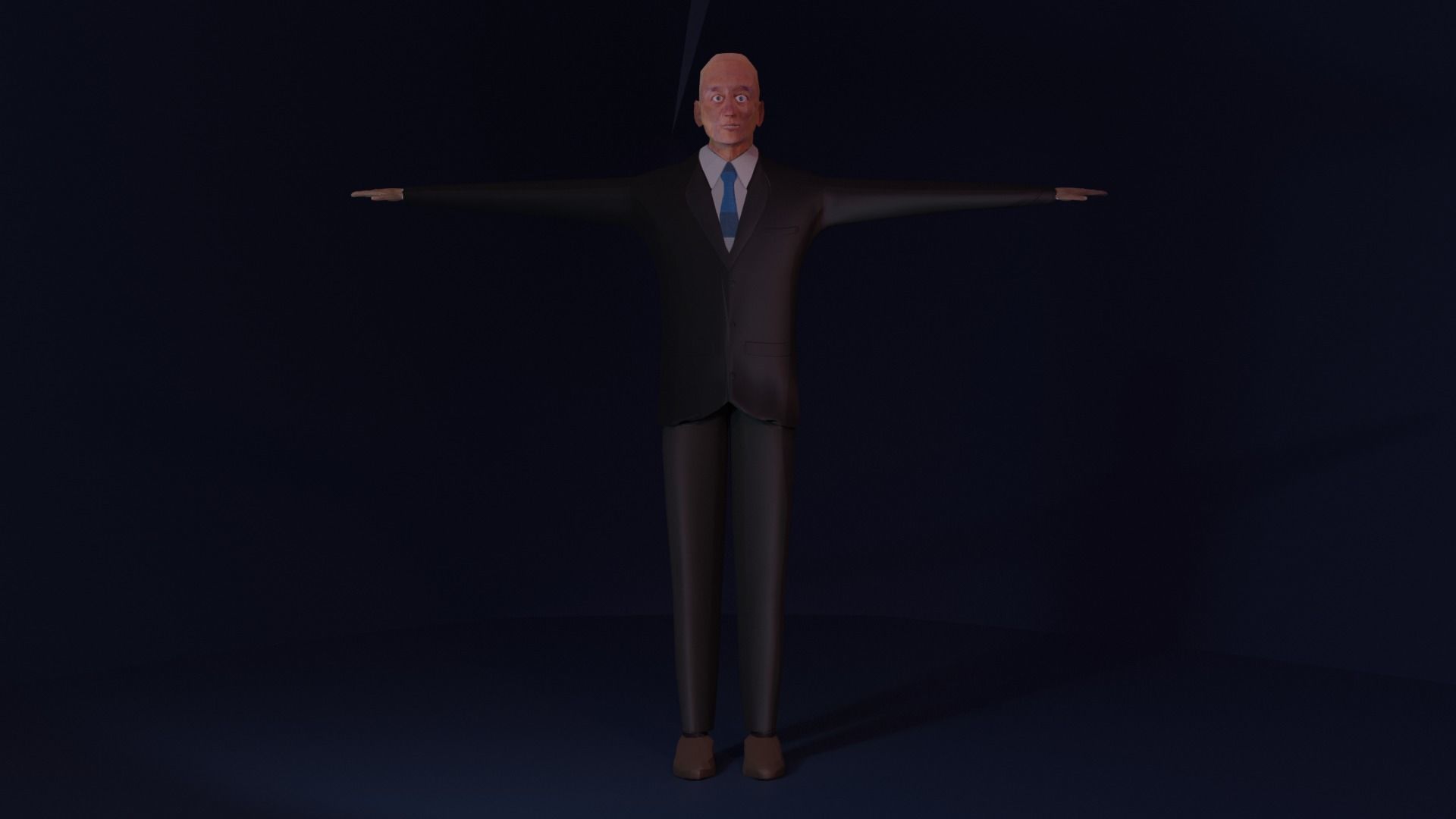 the office man 3d model of blender for game with grid Low-poly 3D model_3