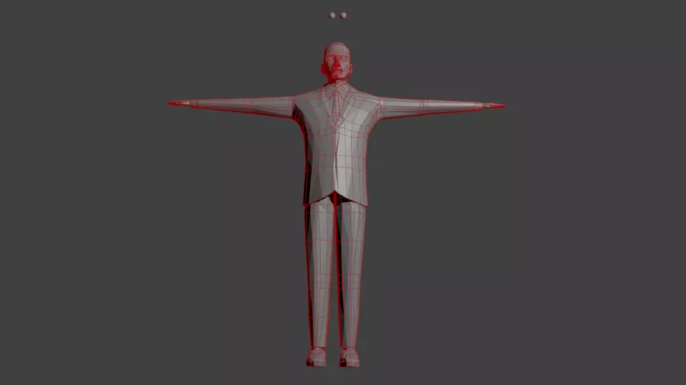 the office man 3d model of blender for game with grid Low-poly 3D model_0