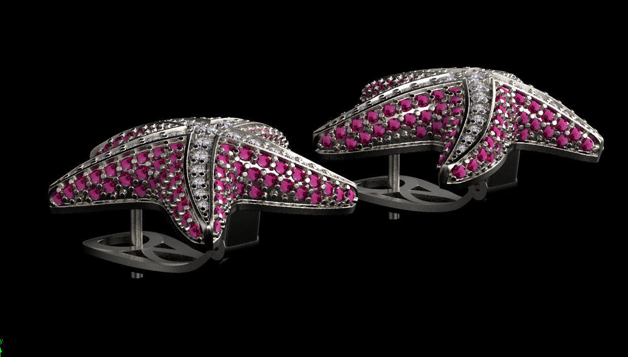 earrings starfish with design 3D print model_41