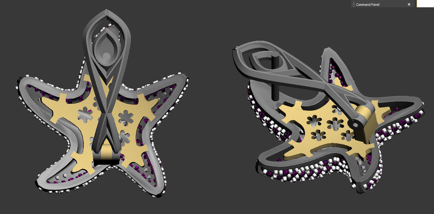 earrings starfish with design 3D print model_25