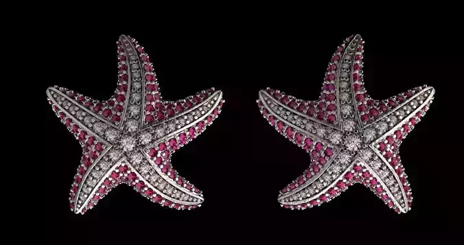earrings starfish with design 3D print model
