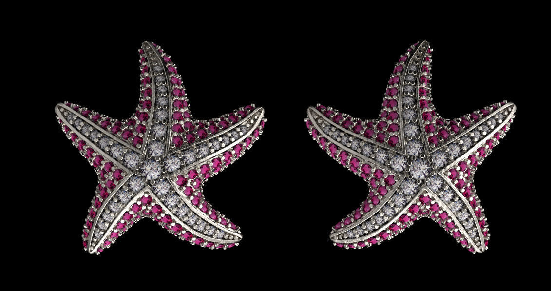 earrings starfish with design 3D print model_21