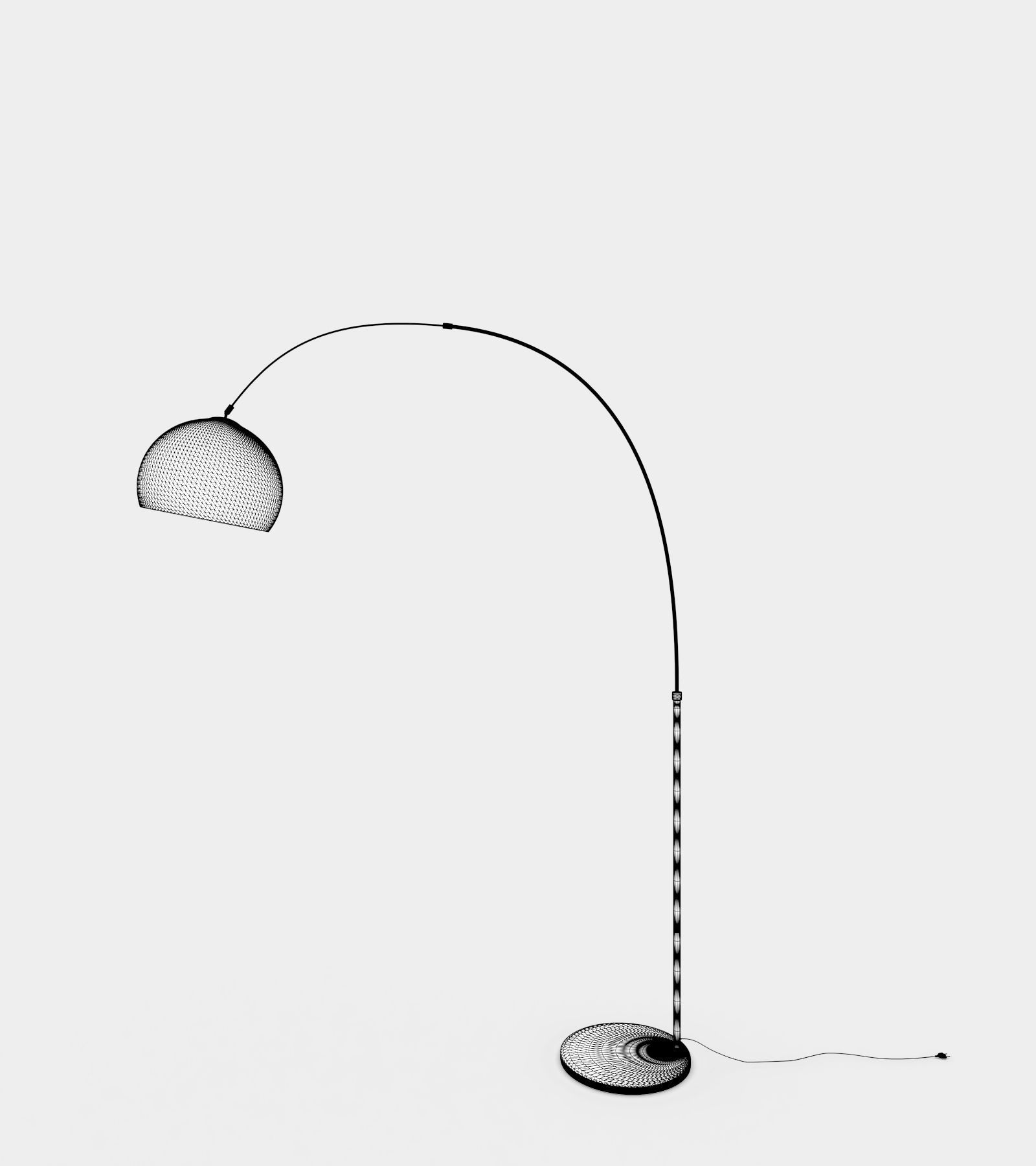 Arc living floor lamp in metal black 3D model_2