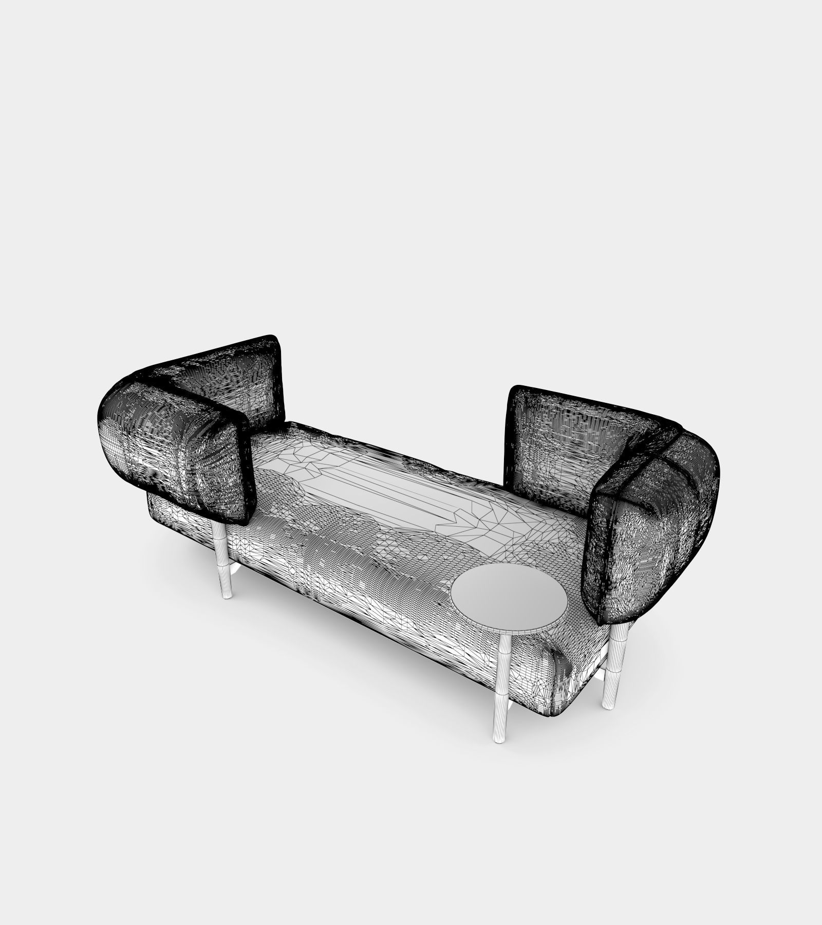 Modular fabric seat bench 3D model_2