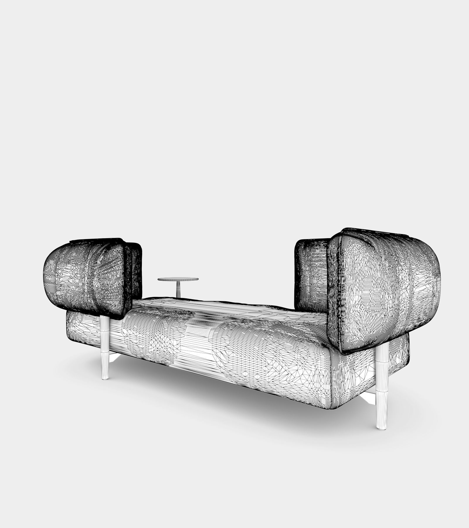 Modular fabric seat bench 3D model_3