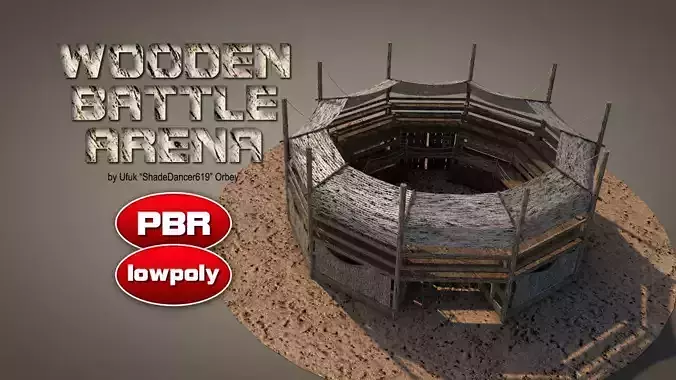 Wooden Battle Arena Low-poly 3D model