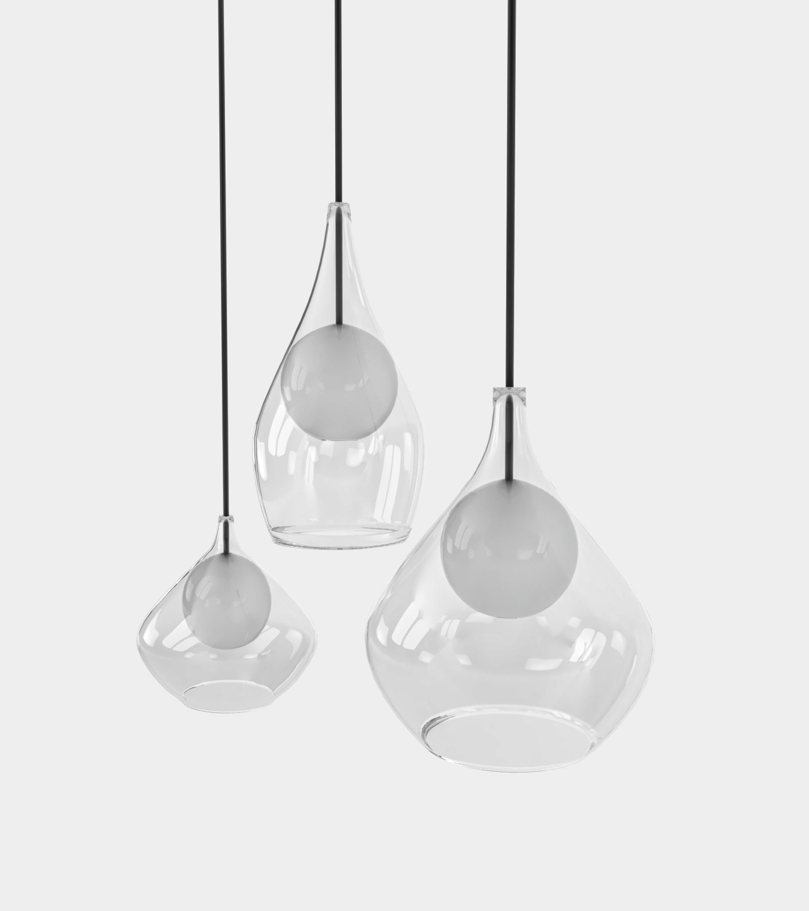 Round glass pendant light 3D model_1
