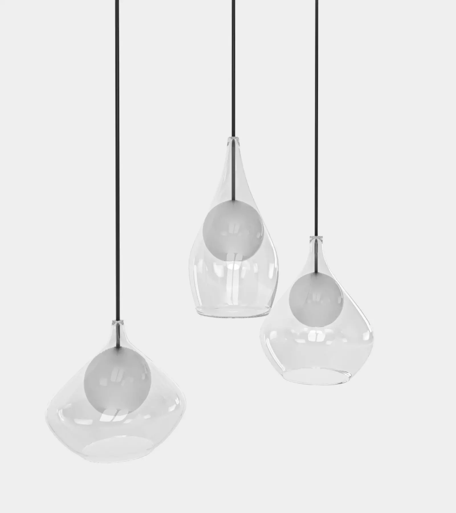 Round glass pendant light 3D model_0