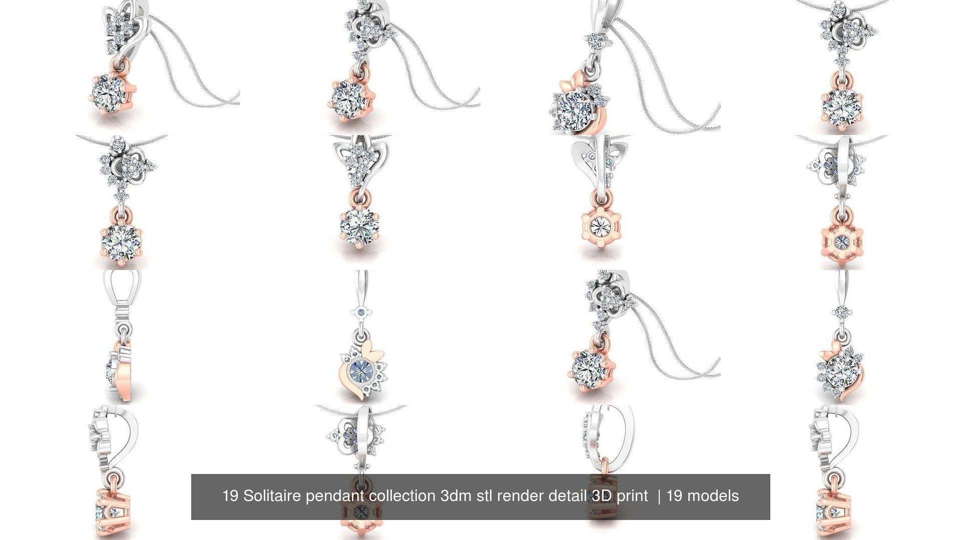 19 Solitaire pendant Bulk collection 3dm stl render detail 3D _3
