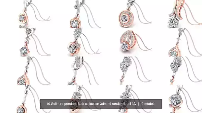 19 Solitaire pendant Bulk collection 3dm stl render detail 3D  
