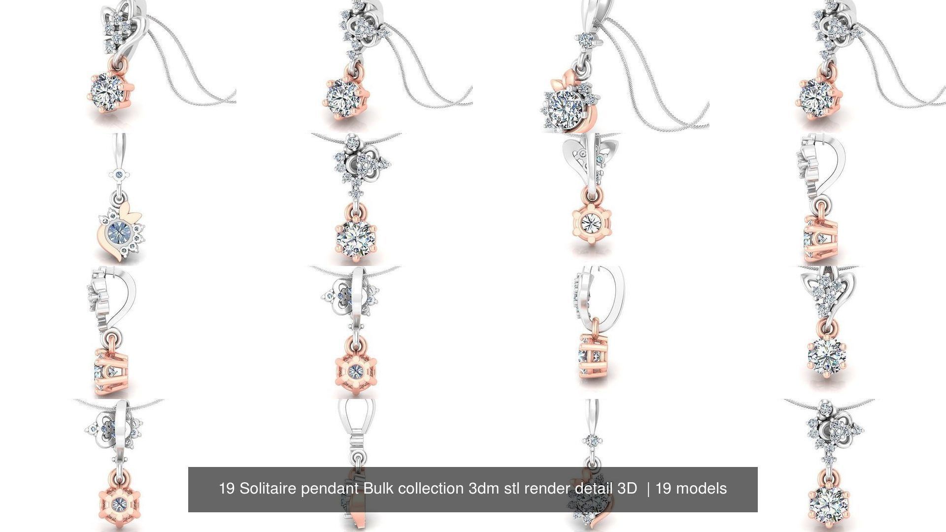 19 Solitaire pendant Bulk collection 3dm stl render detail 3D _1
