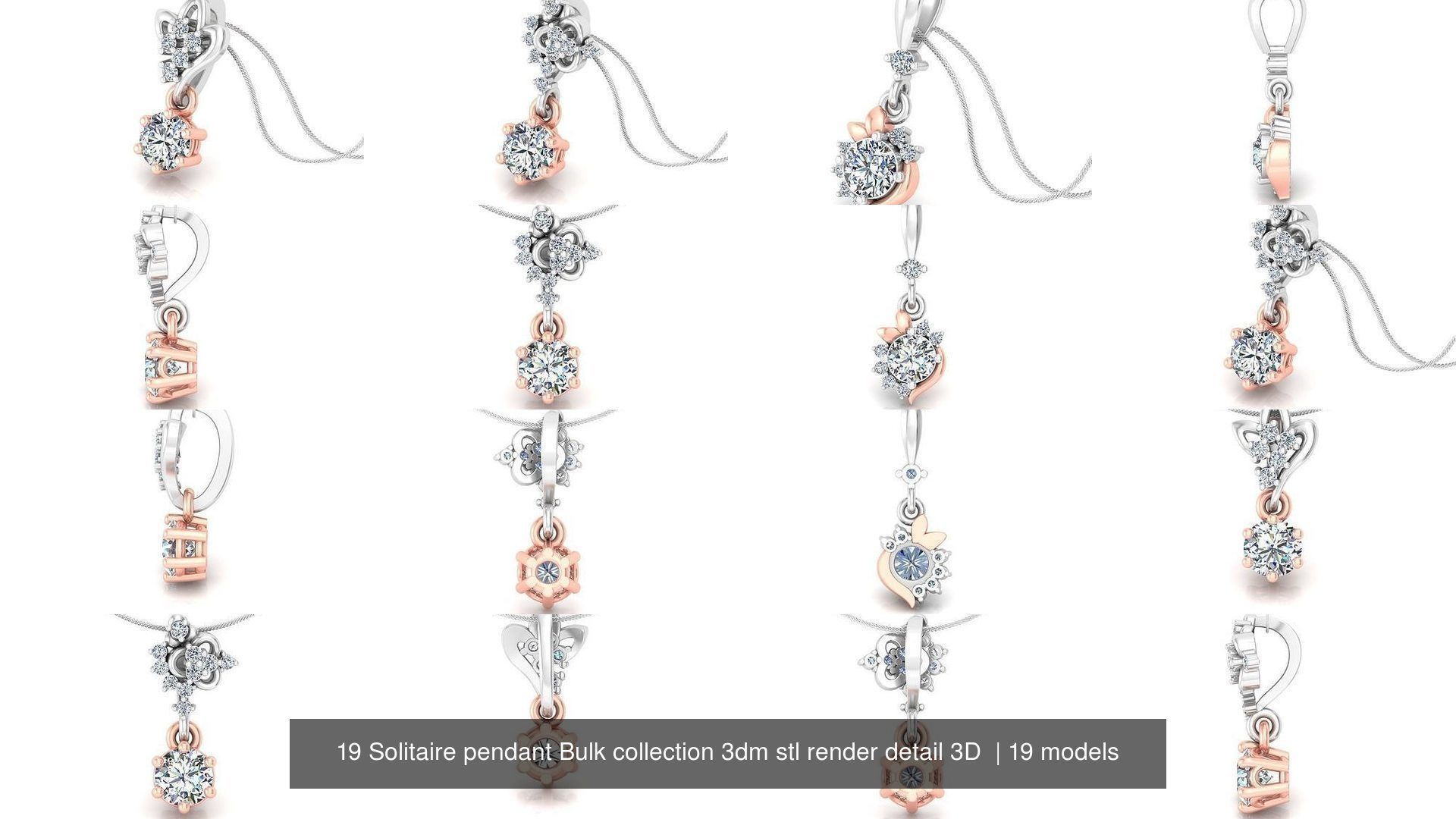 19 Solitaire pendant Bulk collection 3dm stl render detail 3D _2
