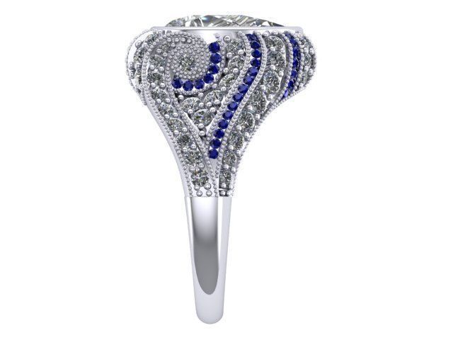 Pear shape Antique ring 3D print model_2