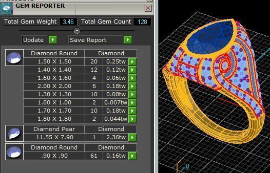 Pear shape Antique ring 3D print model_4