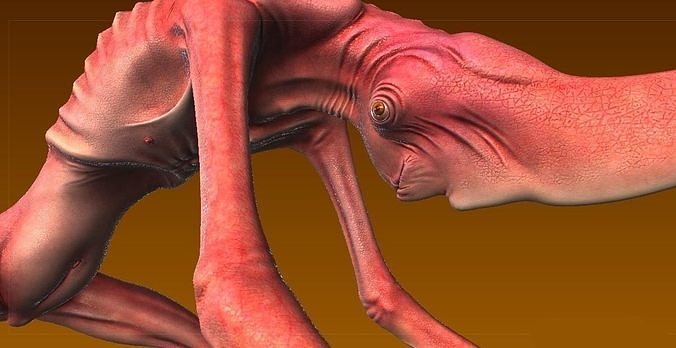Chimera alien creature flying in air Low-poly 3D model