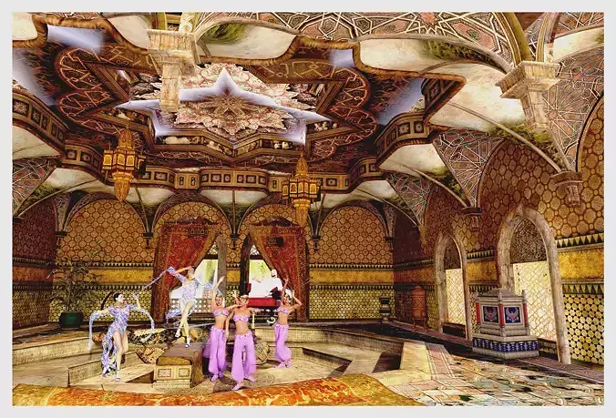 Harem ornate room with dancers in it 3D model