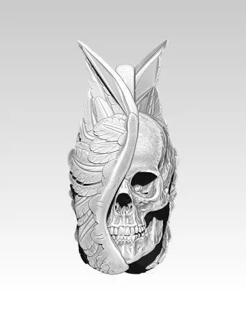 Detailed Pendant man skull with wings 3D print model_0