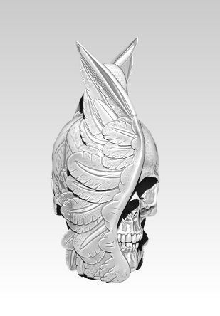 Detailed Pendant man skull with wings 3D print model_1