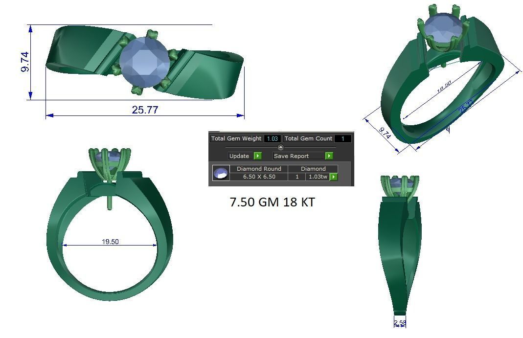 Solitaire ring 3dm stl render detail 3D print model 3D print model_1