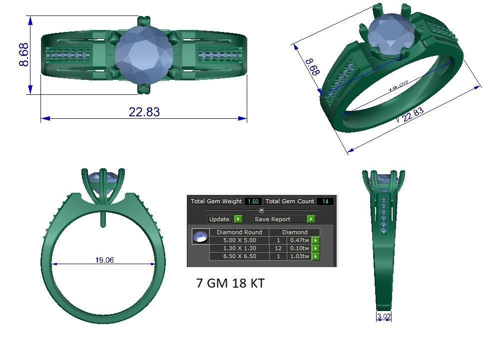 Solitaire ring 3dm stl render detail 3D print model 3D print model_1
