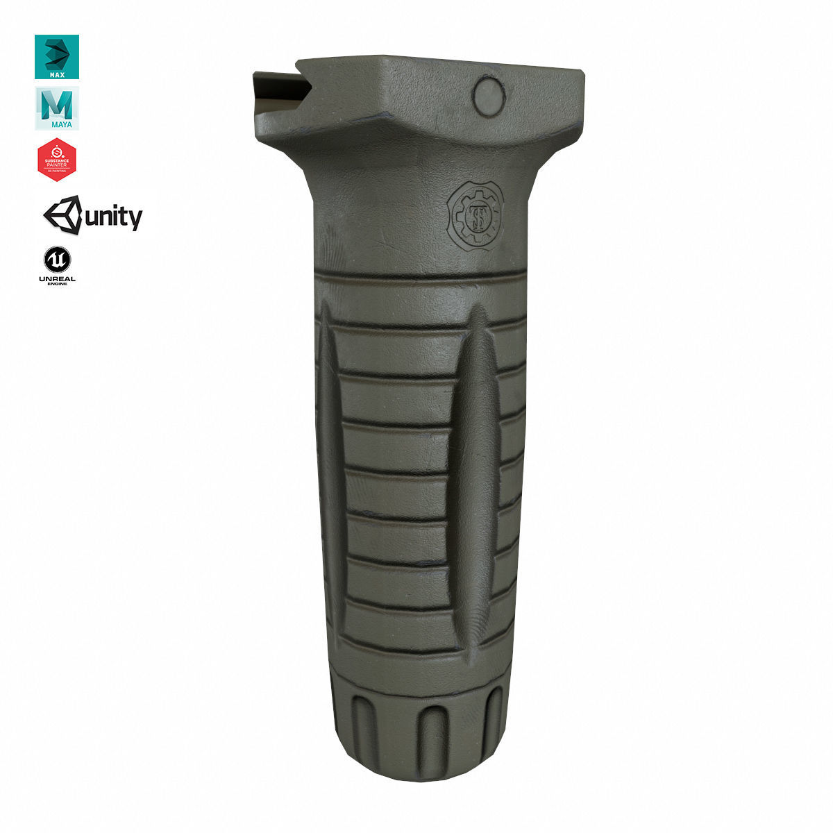 Vertical Foregrip Set-05 Low-poly 3D model_3