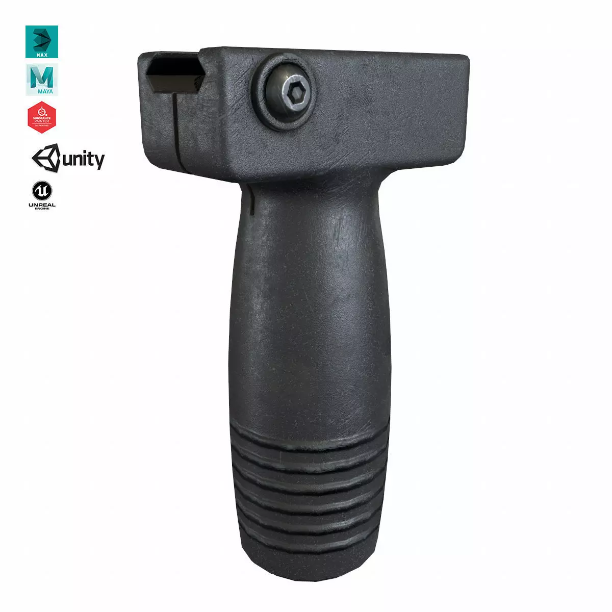 Vertical Foregrip Set-05 Low-poly 3D model_0