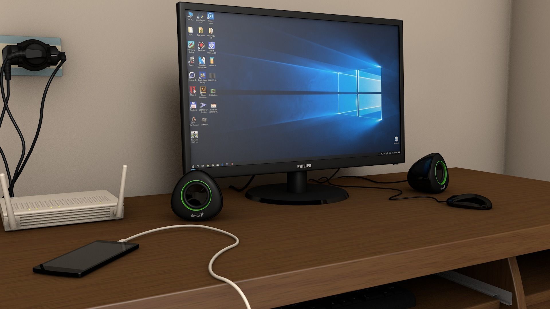 Computer Speakers Low-poly 3D model_8