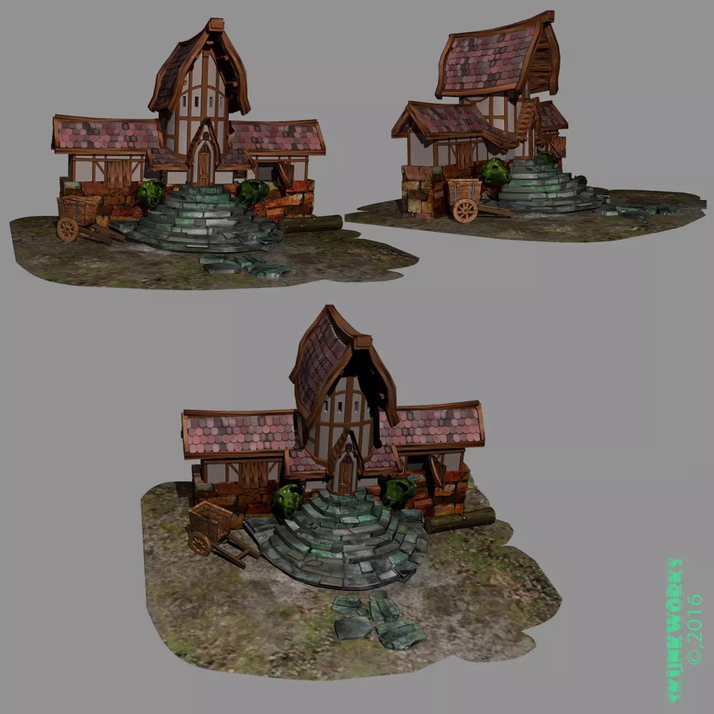 Medieval Village Nobleman House 3D model_0