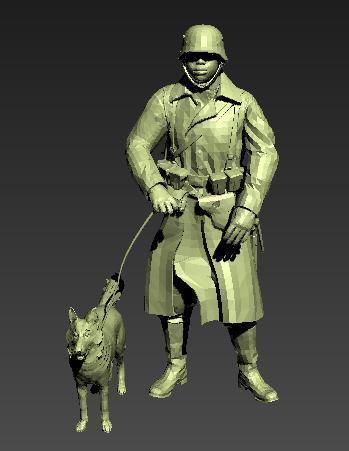 German soldier with dog WWII 3D print model_2