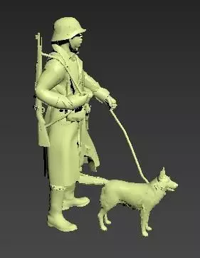 German soldier with dog WWII 3D print model_0