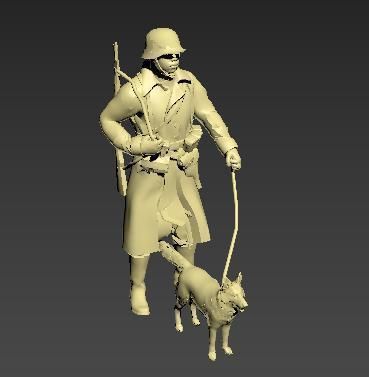 German soldier with dog WWII 3D print model_3