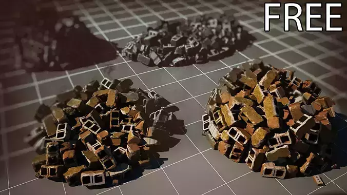FREE PHOTOSCANNED PILES OF BRICKS ROCKS AND METAL Free 3D model