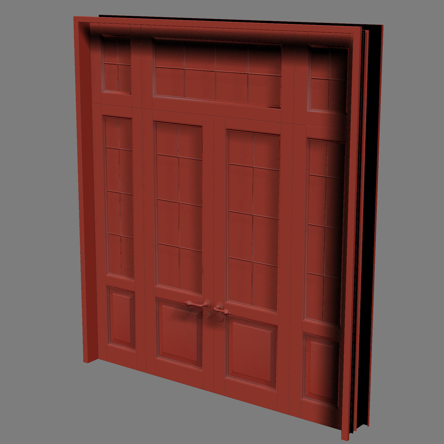 classic wooden door 3D model_8