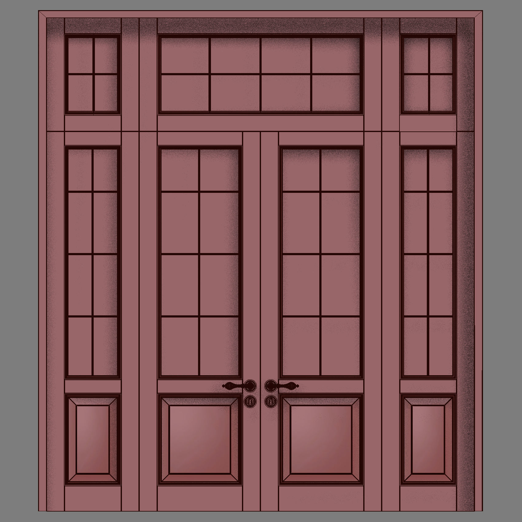 classic wooden door 3D model_3