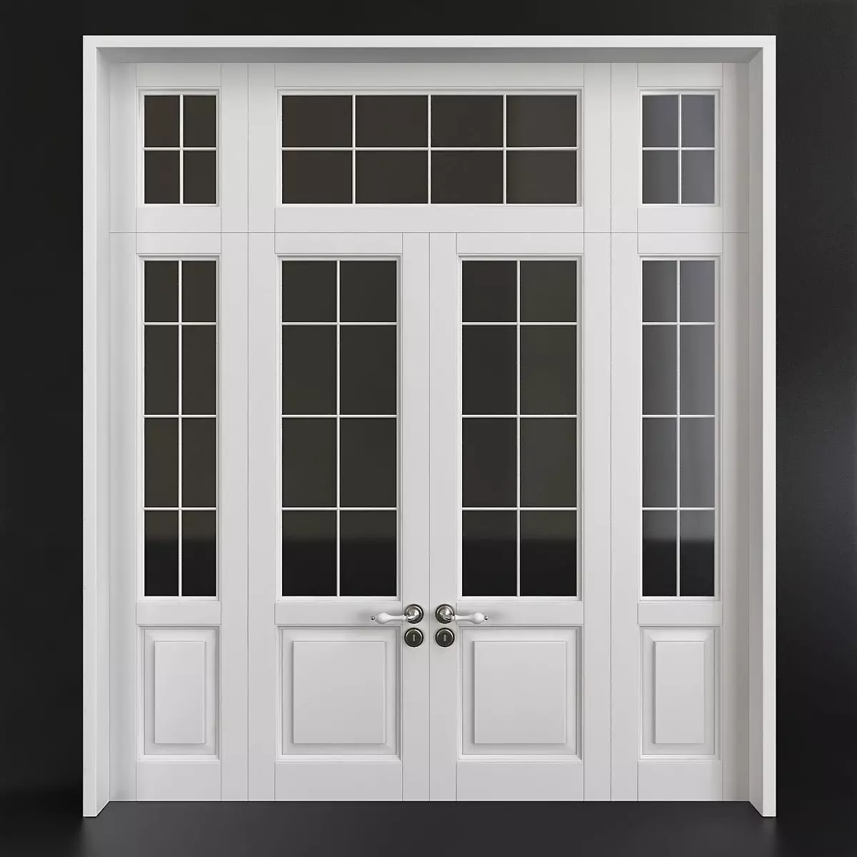 classic wooden door 3D model_0