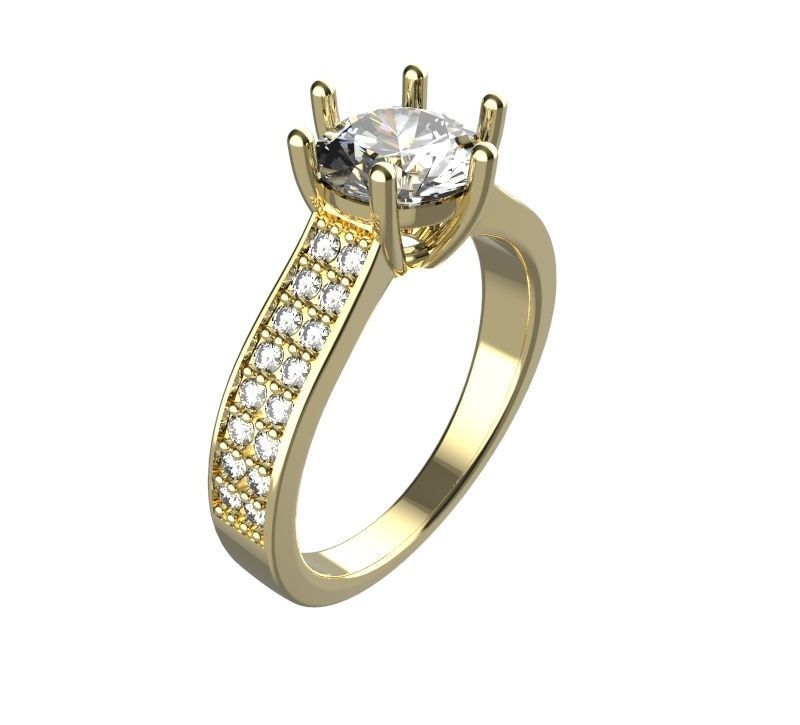 Claw and Pave Set Ring 3D print model_5