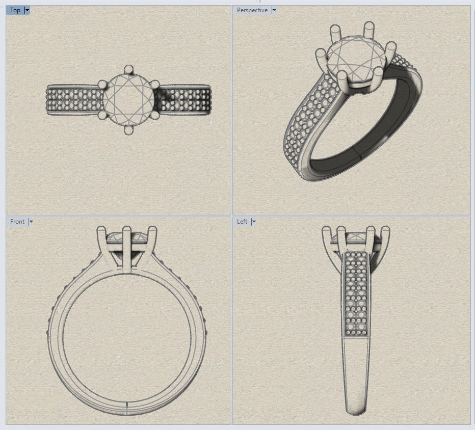 Claw and Pave Set Ring 3D print model_10