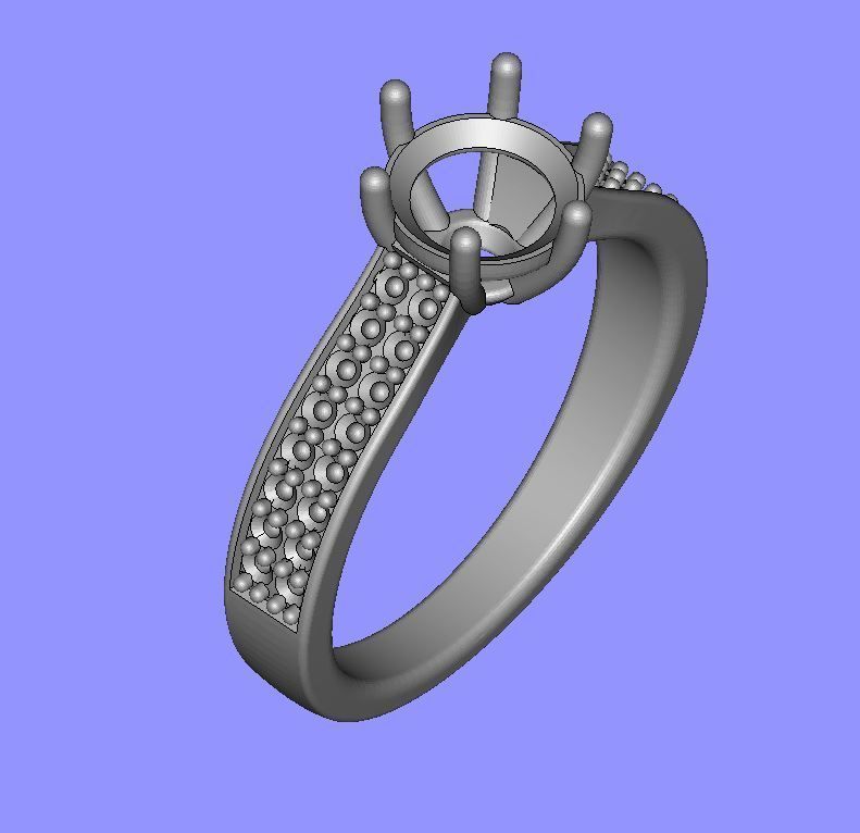 Claw and Pave Set Ring 3D print model_4