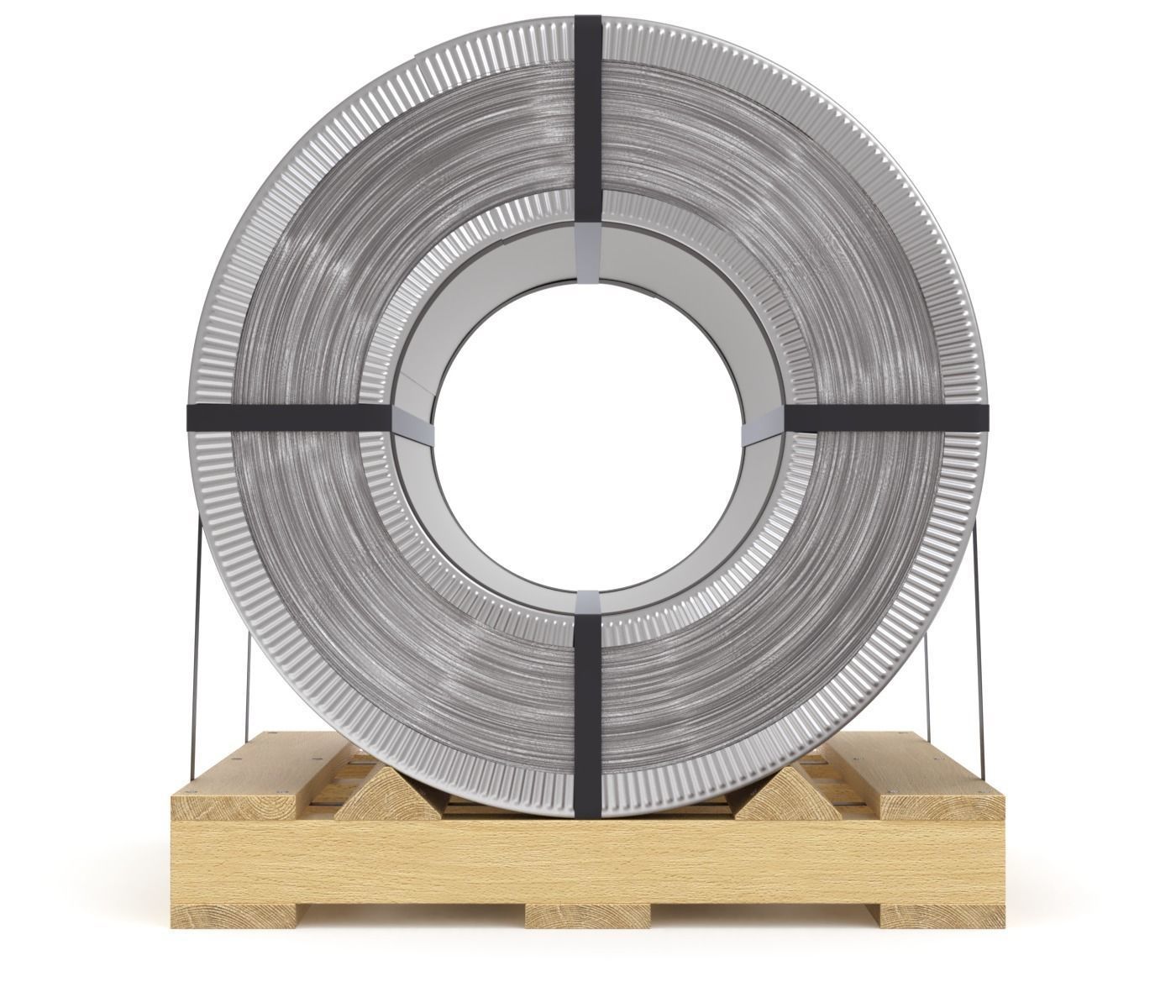 Steel Coil and Wooden Pallet 3D model_4
