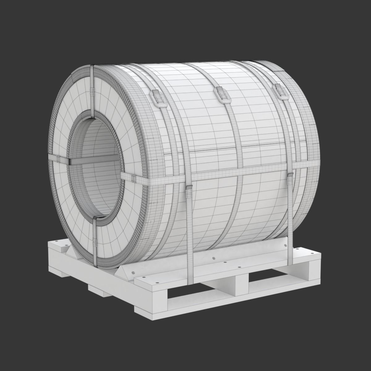 Steel Coil and Wooden Pallet 3D model_23
