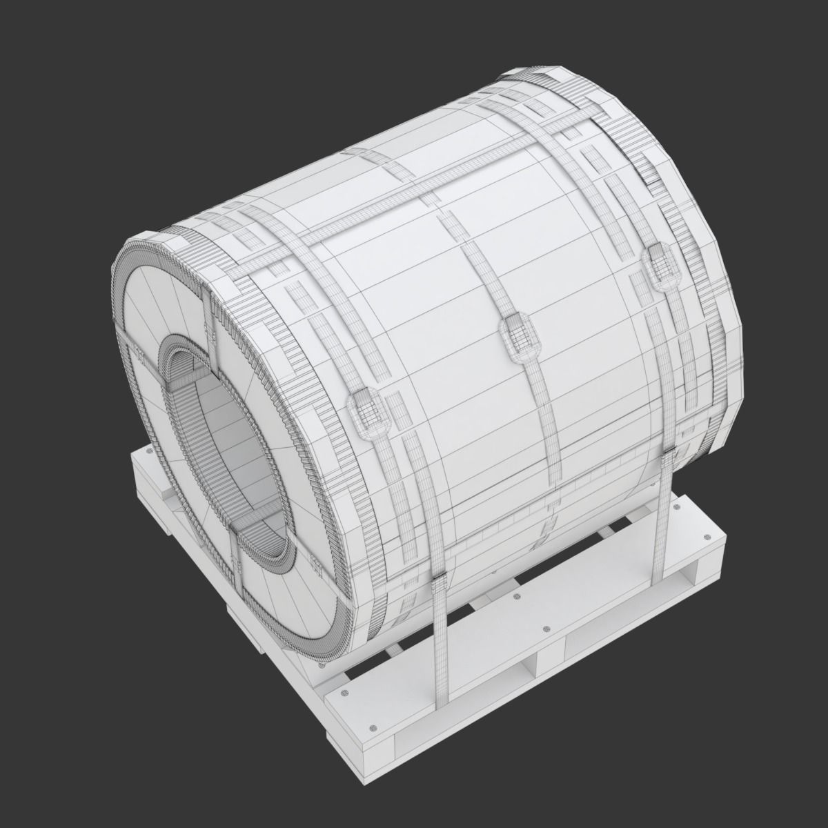 Steel Coil and Wooden Pallet 3D model_22