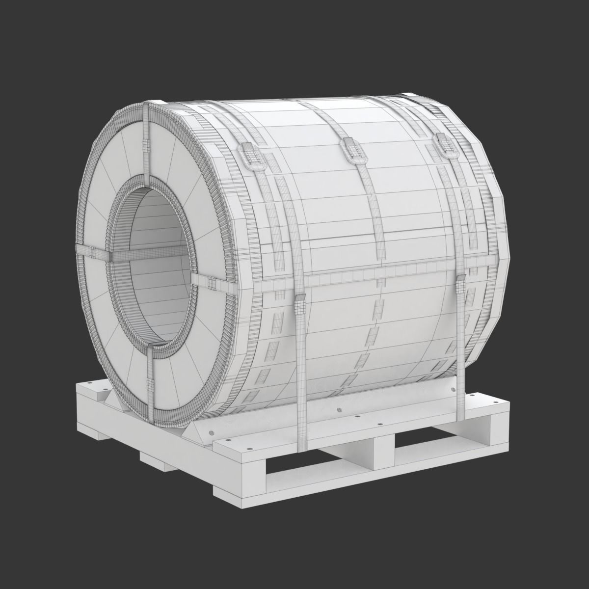 Steel Coil and Wooden Pallet 3D model_19
