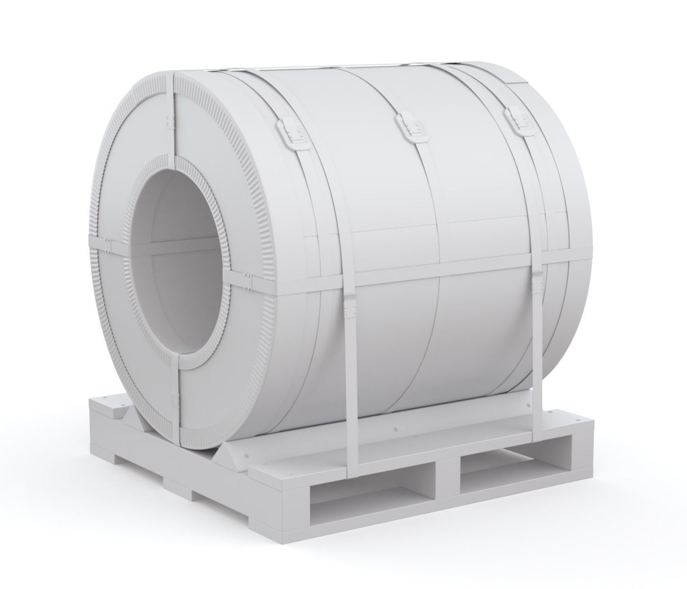 Steel Coil and Wooden Pallet 3D model_8