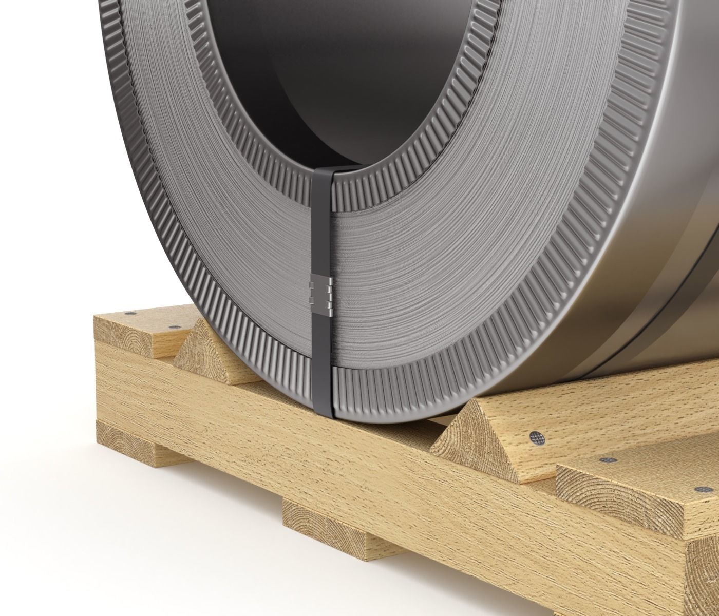 Steel Coil and Wooden Pallet 3D model_1