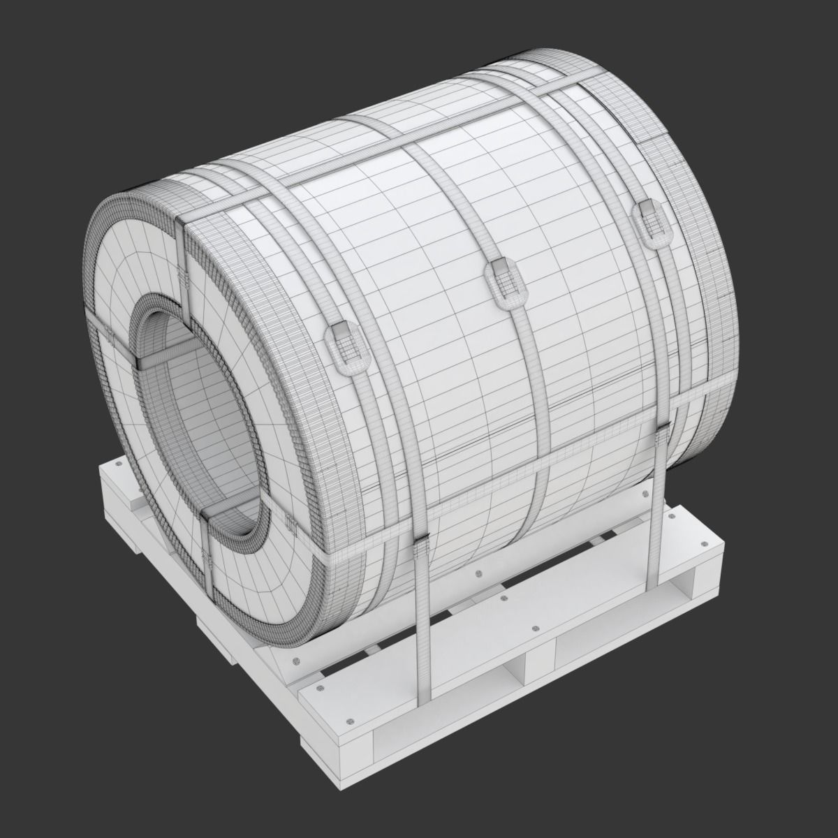 Steel Coil and Wooden Pallet 3D model_24