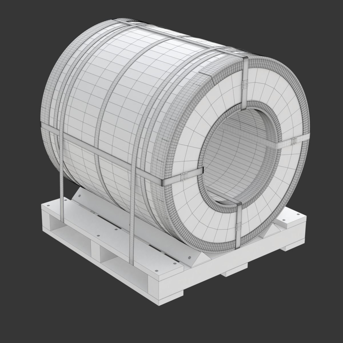 Steel Coil and Wooden Pallet 3D model_27