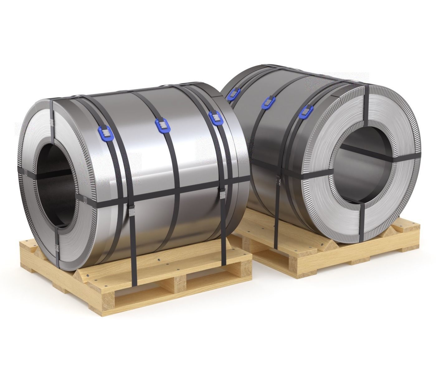 Steel Coil and Wooden Pallet 3D model_7