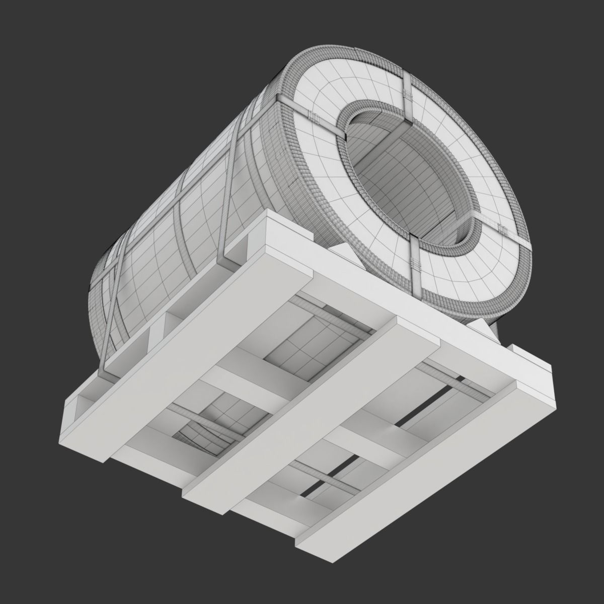 Steel Coil and Wooden Pallet 3D model_28