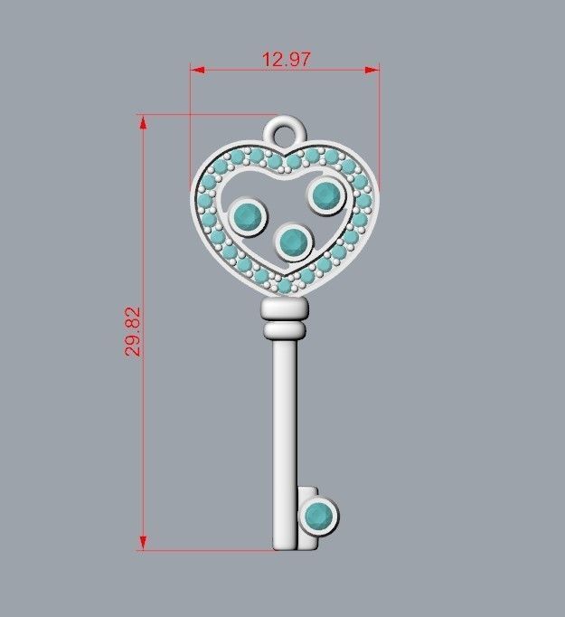 Women Pendant key design with diamonds 3dm stl 3D print model 3D print model_17