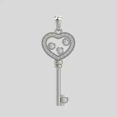 Women Pendant key design with diamonds 3dm stl 3D print model